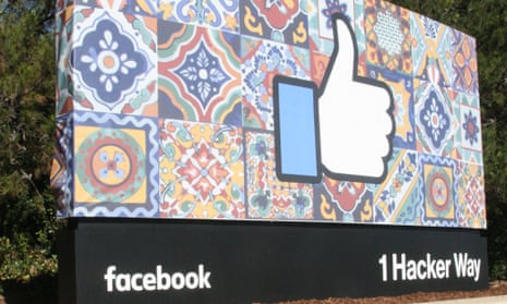 The Facebook logo outside the company's HQ.