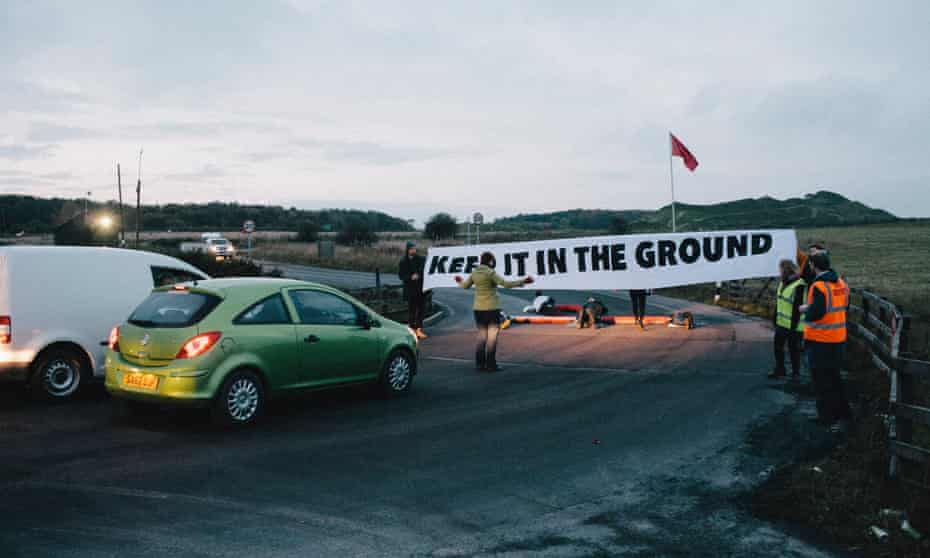Protesters block the entrance to the Shotton coalmine.