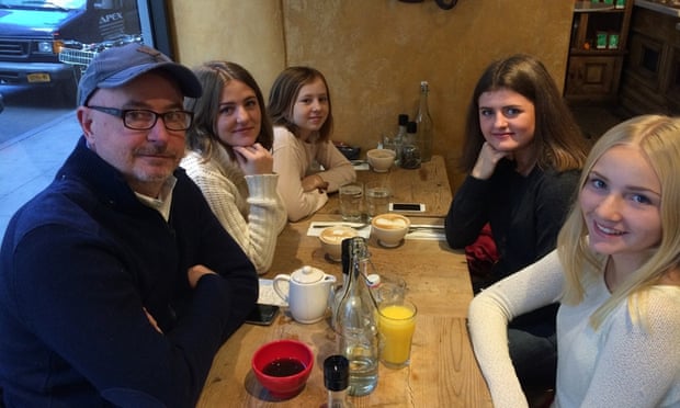 Phillip Huntzinger and his family eat breakfast at Le Pain Quotidien in Greenwich Village.