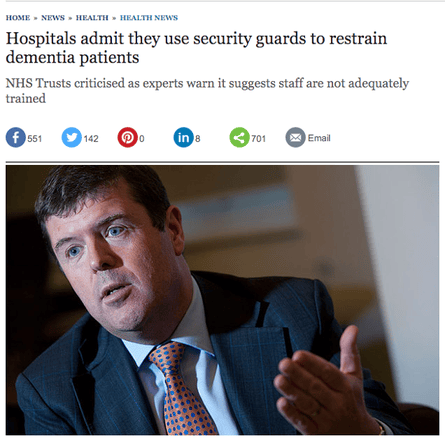 The Telegraph: 'Hospitals admit they use security guards to restrain dementia patients'