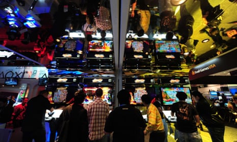 Attendees try out the latest games at E3 in Los Angeles