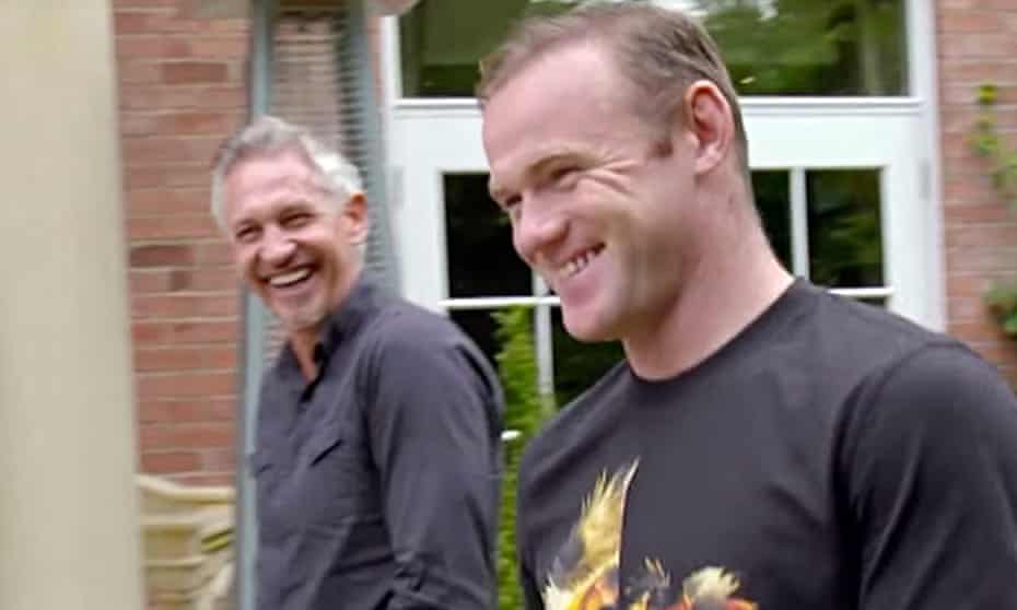 Gary Lineker and Wayne Rooney in Rooney: The Man Behind the Goals. Photograph: BBC