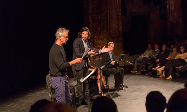 Doerries with Adam Driver, Bill Irwin, Gloria Reuben, and David Strathairn at the Brooklyn Academy of Music.