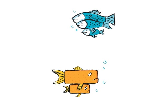 Illustration of family of fish