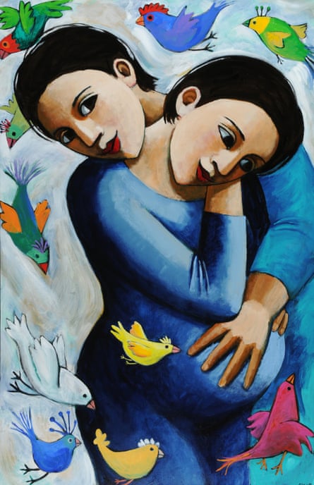 The Birds and the Grandchild, acrylic on canvas, by Anita Klein.