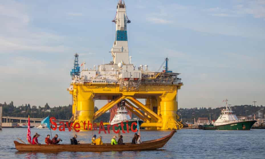 Protest at oil rig
