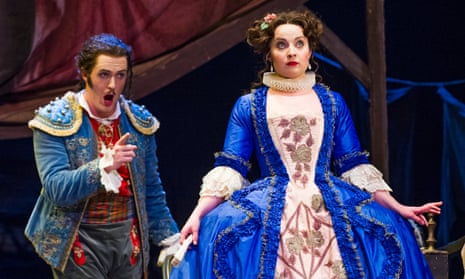 Gavan Ring as Figaro and Katie Bray as Rosina in Opera North's The Barber Of Seville.