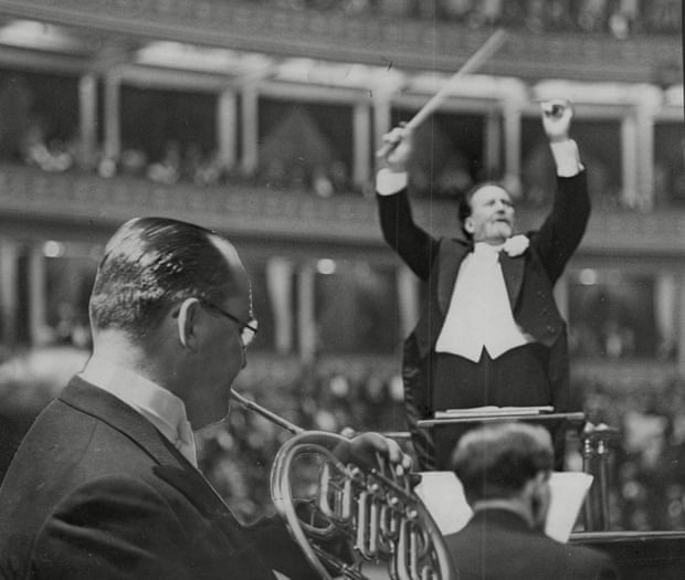 Sir Henry Wood conducts at the Royal Albert Hall, 1938.