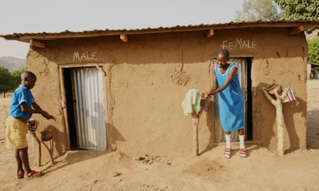 School children using the latrines, Nigeria, West Africa