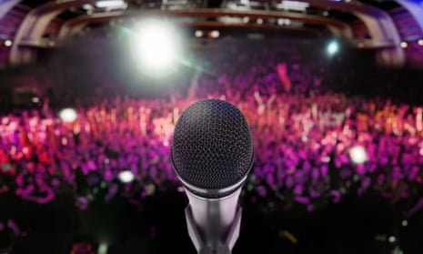 microphone in front of crowd