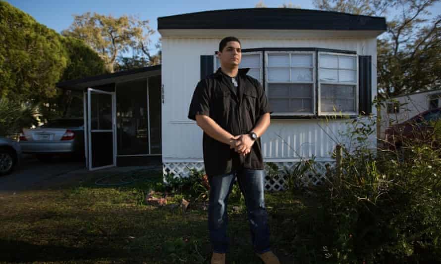 David Santana and his family recently moved into a more upmarket Orlando trailer park after giving up on their dream of ever owning their own bricks and mortar home.