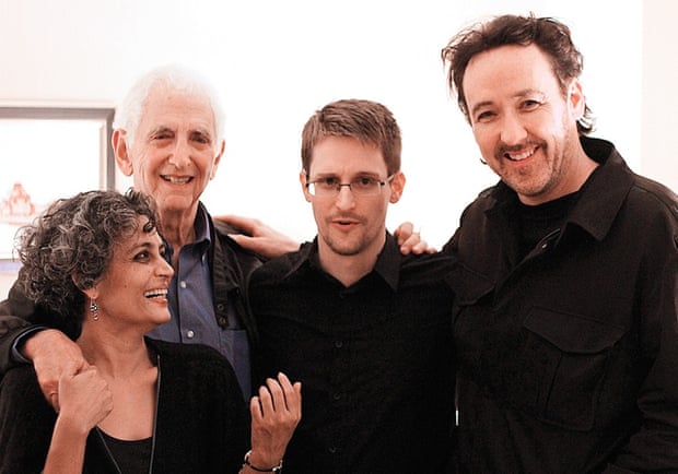 Arundhati Roy with Daniel Ellsberg, Edward Snowden and John Cusack