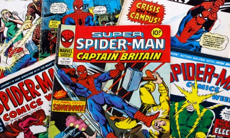 spider-man and super spiderman marvel group comic books from the 1970s in the uk