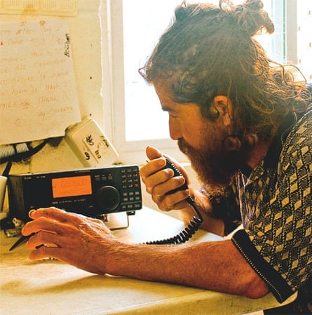 lost fisherman Salvador Avarenga making radio contact after landing on Ebon Atoll