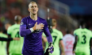 Joe Hart gestures to Manchester City fans