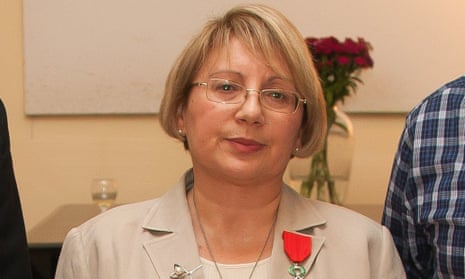 Azerbaijani human  rights defender Leyla Yunus after being awarded the Knight of the French Order of the Legion of Honor in 2013.