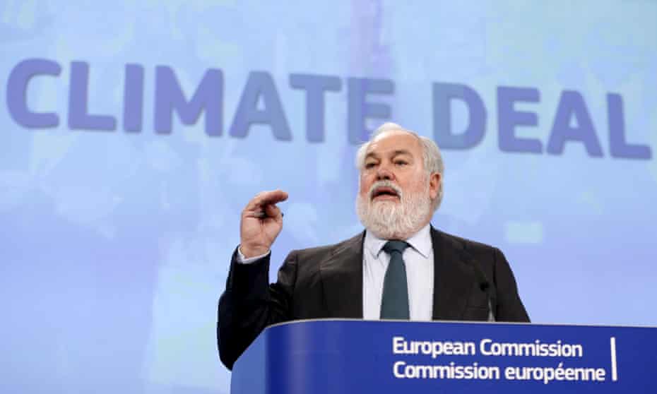 European Climate Action and Energy Commissioner Miguel Arias Canete gestures as he addresses a news conference after Paris climate deal, at the EU Commission headquarters in Brussels, Belgium, December 14, 2015.