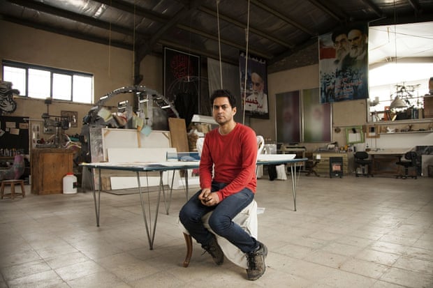 Mahmoud Bakhshi, 38, is inspired by the rich iconography of the post-revolution and objects he finds. Islamic symbols are mixed with industrial and urban imagery to make a statement. In one landmark show in Tehran, he displayed a series of Iranian flags blackened by pollution. In his early days, he hoped his art would have the power to bring about change.