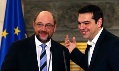 Greek Prime Minister Tsipras and European Parliament President Schulz