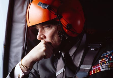 US General Alexander Haig looks out the window during a 1978 helicopter ride.