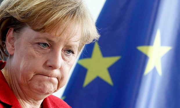 Angela Merkel with an EU flag