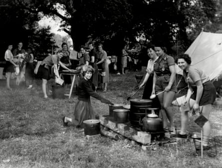 Girl Guides at Windsor World Guide camp in August 1957
