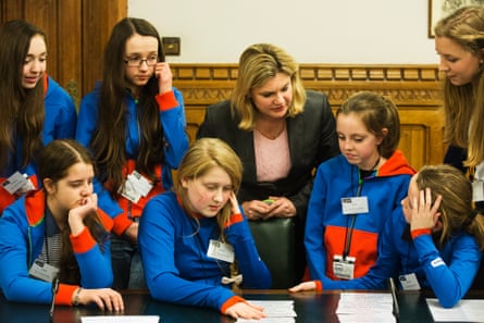 The Girl Guides at Parliament this evening for the unveiling of the new badge with MP Justine Greening