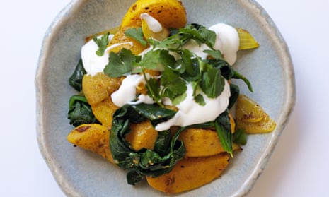 Nigel Slater's spiced swede with spinach
