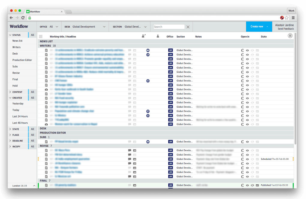 Screenshot of Workflow