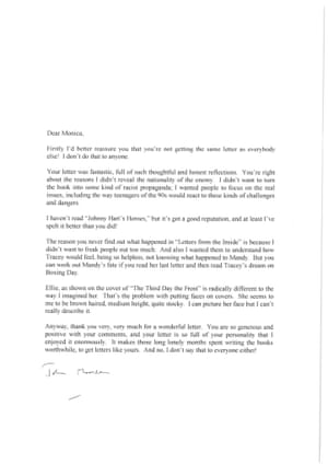 letters from the inside john marsden essay When mandy and tracey first begin exchanging letters as letters from the inside by john marsden the text letters from the inside does not yet have any. letters from the inside john marsden essay When mandy and tracey first begin exchanging letters as letters from the inside by john marsden the text letters from the inside does not yet have any.