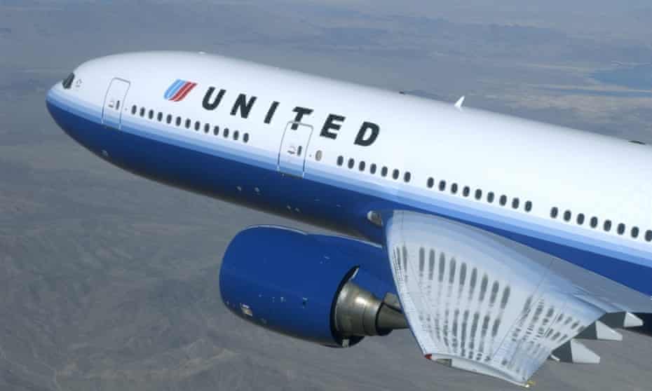 A newly painted United Airlines jet.