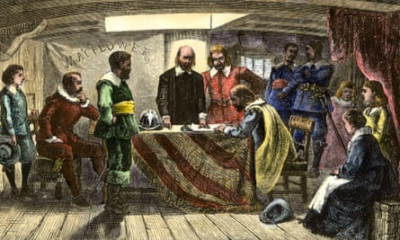 The signing of the Mayflower Compact.