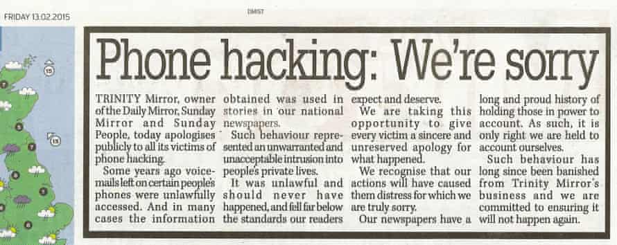 The Mirror's page 2 apology.