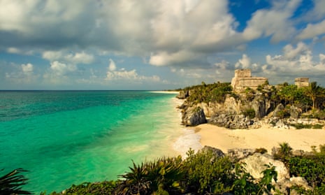 The main temple at the ancient Mayan city at Tulum on the Gulf of Mexico.