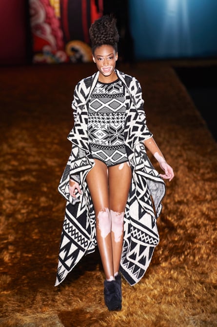 Catwalk queen: Chantelle Winnie wearing Desigual at Madrid Fashion Week earlier this month.