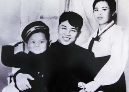 Undated official photo of Kim Il-sung, his first wife, Kim Jong-suk, and his son Kim Jong-il.