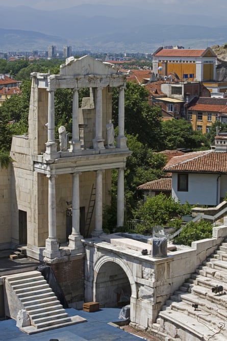 The ancient Roman theatre (built sometime between AD114-117) in Plovdiv, Bulgaria.