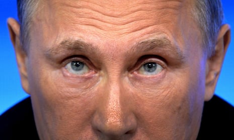 Vladimir Putin speaks during his annual press conference in Moscow.