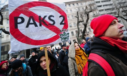 Demonstrators in Budapest protest against the government’s energy policy and plan to expand the nuclear power plant