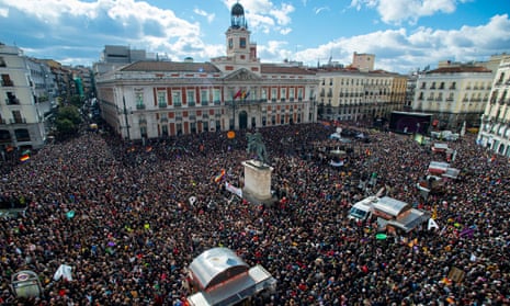 Podemos supporters gathered in Puerta del Sol square in Madrid