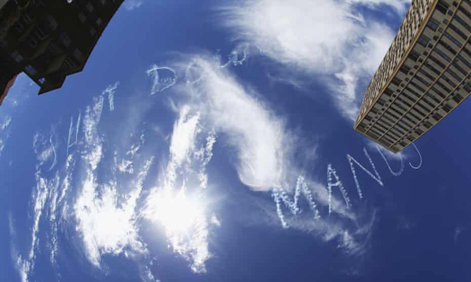 ‘Shut Down Manus’ is written in the sky over Sydney harbour on Tuesday. 