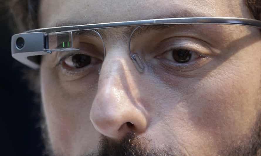 google glass on Sergey Brin