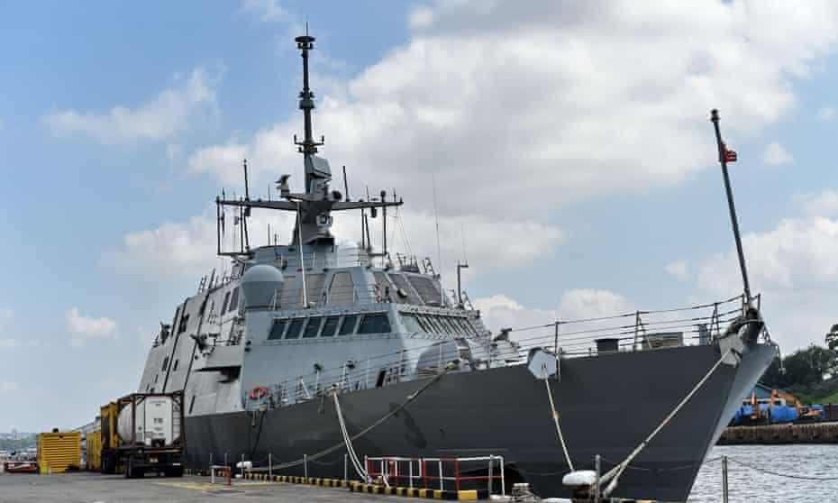 The USS Fort Worth (LCS 3) sits docked at Sembawang Wharves during a port of call in Singapore on February 17, 2015.