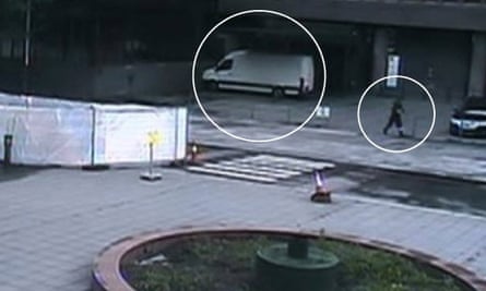 CCTV footage of Anders Breivik walking away from his explosive-filled van.