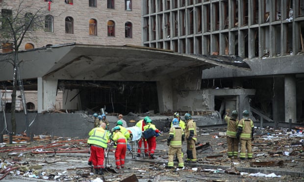 Oslo’s government building, devastated by Breivik’s bomb.