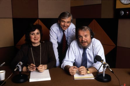 John Humphrys, Brian Redhead and Jenni Murray in the Today studio, 1986.