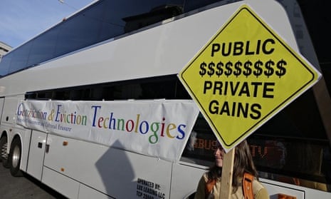 San Francisco gentrification protest blocks Google and Facebook buses