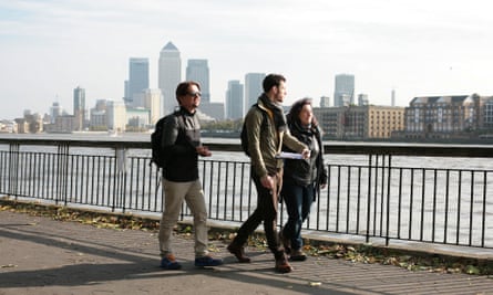 Walking the Thames Path. Bradley Garrett (left), Jack Shenker and Anna Minton.