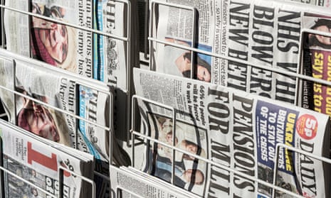 National newspapers on a news stand