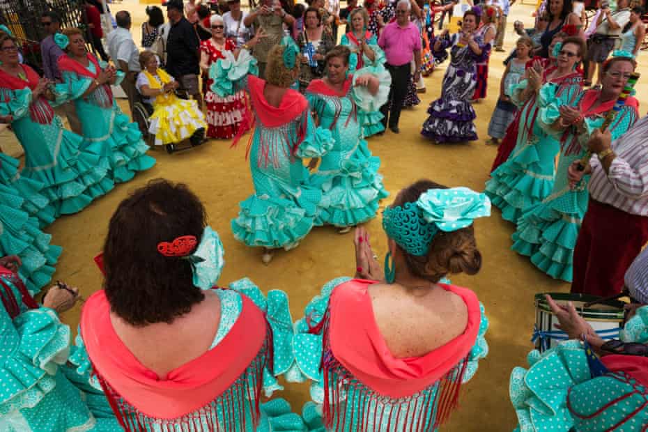 A traditional Andalucian dance at the Jerez de la Frontera flamenco festival.